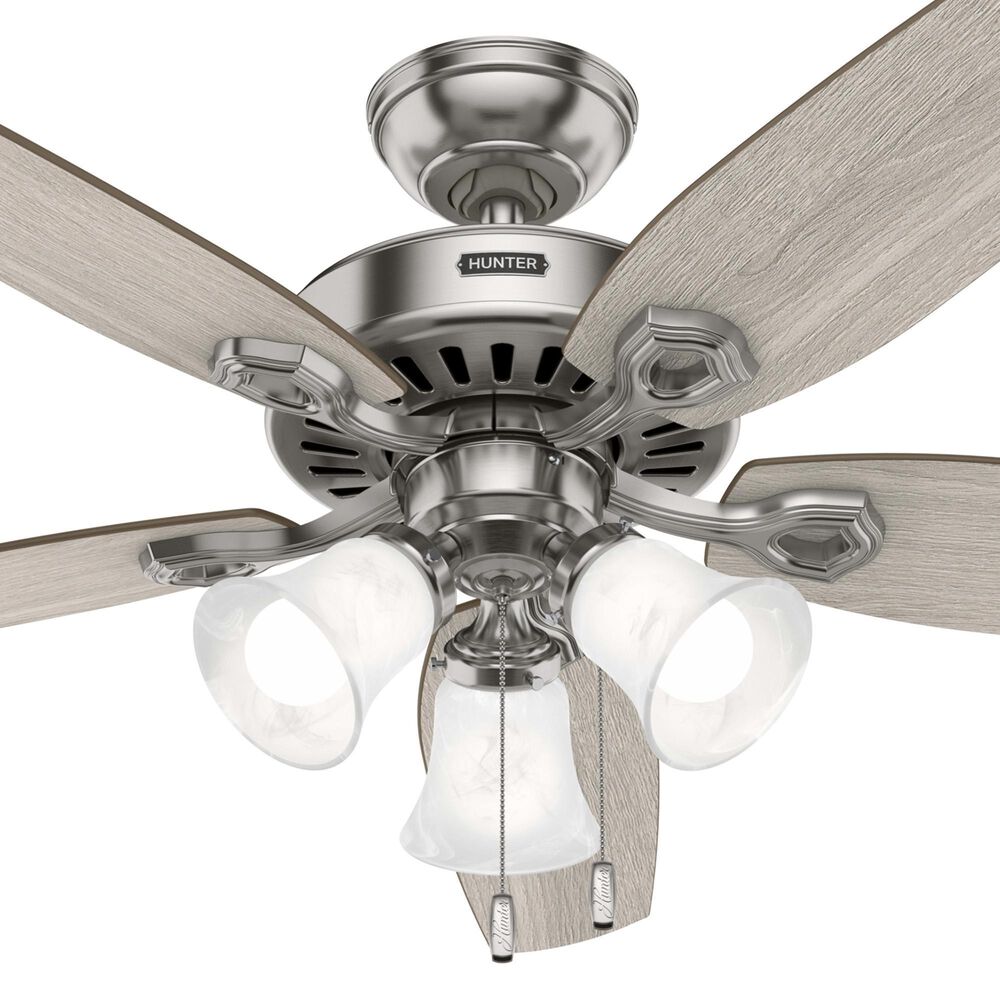 Hunter Builder Plus 52&quot; Ceiling Fan with Lights in Brushed Nickel, , large