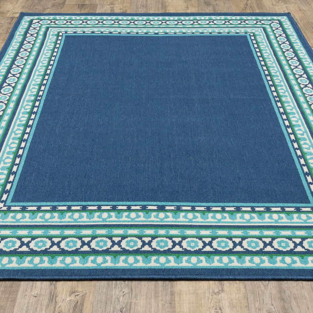 Oriental Weavers Meridian Navy and Green 8'6" x 13' Indoor/Outdoor Area Rug, , large