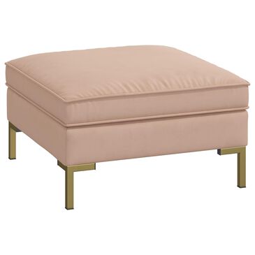 Skyline Furniture Upholstered Ottoman in Velvet Soft Pink, , large