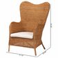 Baxton Studio Terra Arm Chair with Light Honey Rattan in White, , large