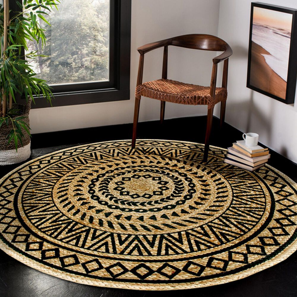 L&amp;R Resources Synergy 4&#39; Round Tan and Black Area Rug, , large
