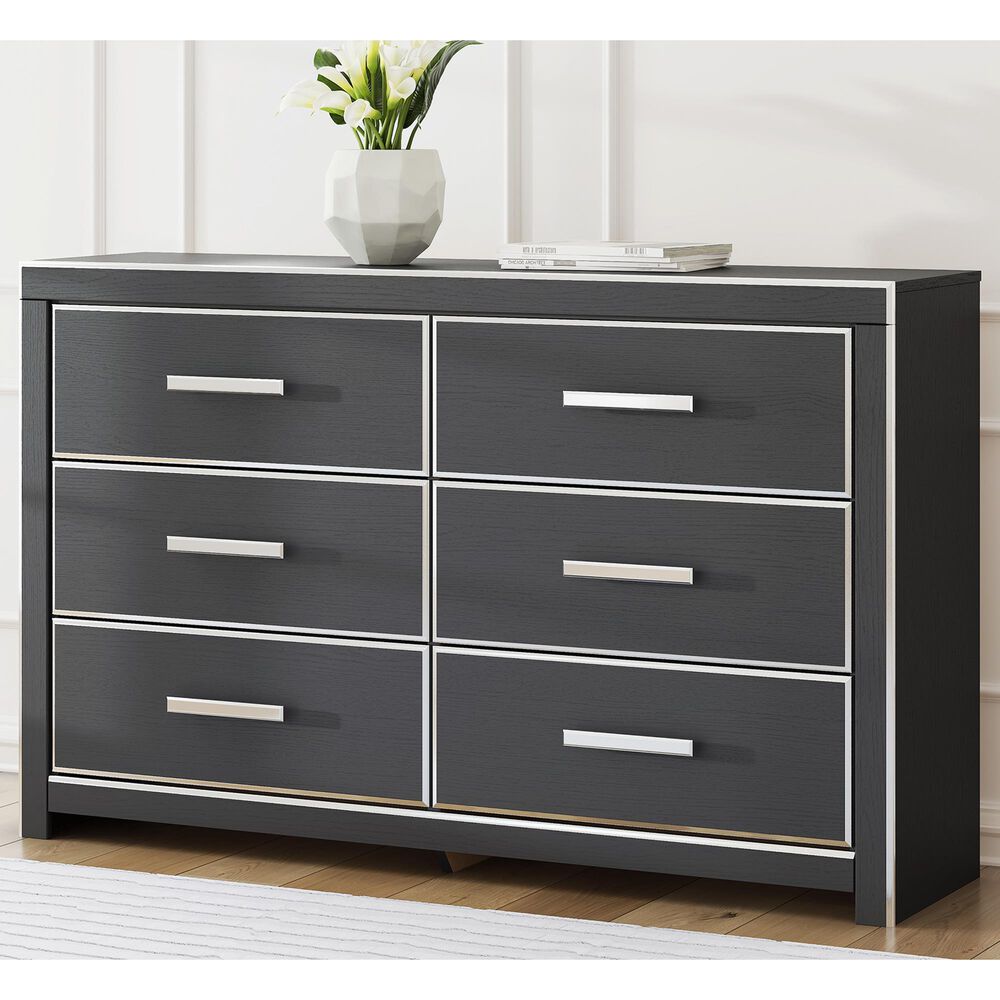 Ashley Zuraleus 6-Drawer Dresser Only in Matte Black and Chrome, , large
