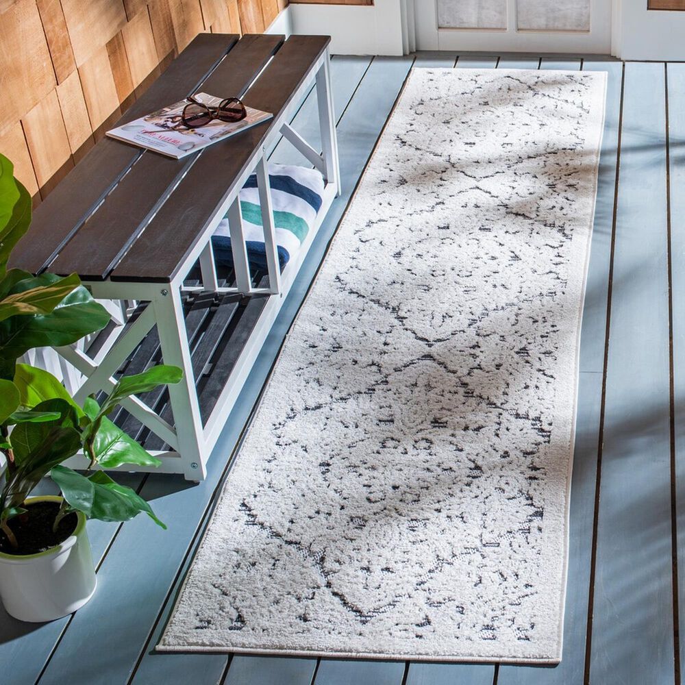 Safavieh Cabana CBN660A 2&#39;2&quot; x 7&#39; Ivory and Grey Indoor/Outdoor Area Performance Rug, , large