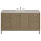 James Martin Vanities Chicago 60" Single Bathroom Vanity in Walnut Whisper with 3 cm Victorian Silver Quartz Top, Rectangular Sink and FreePower Wireless Charger, , large