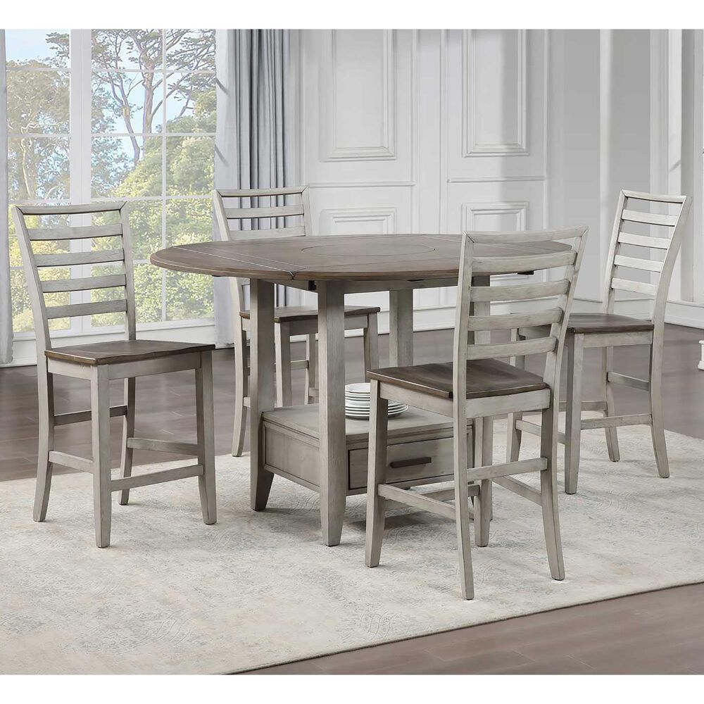 Steve Silver Abacus 5-Piece Counter Height Dining Set in Smoky Alabaster and Smoky Honey, , large