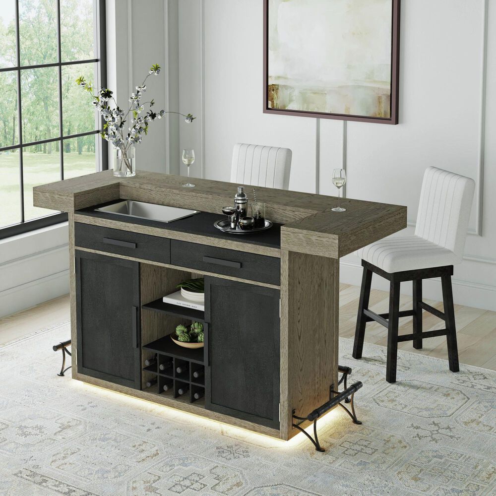 Mayberry Hill Jemma Bar Table with Light in Grey and Dark Espresso, , large