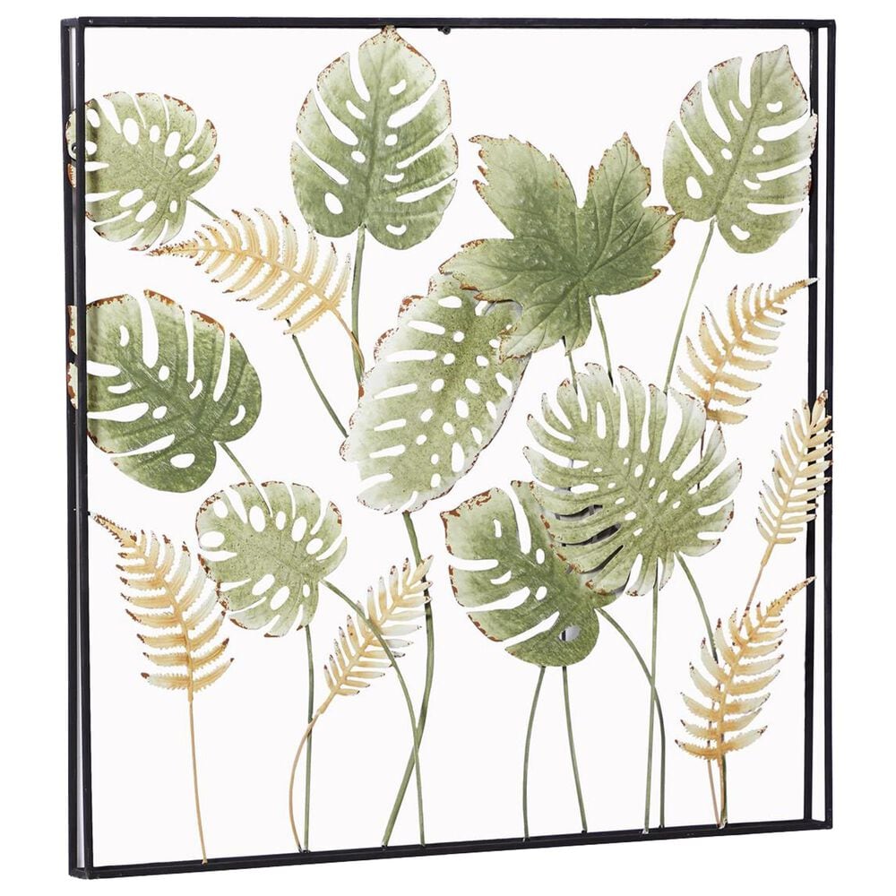 Maple and Jade 30&quot; x 30&quot; Tall Cut-Out Leaf Wall Decor with Intricate Laser Cut Designs in Black and Green, , large