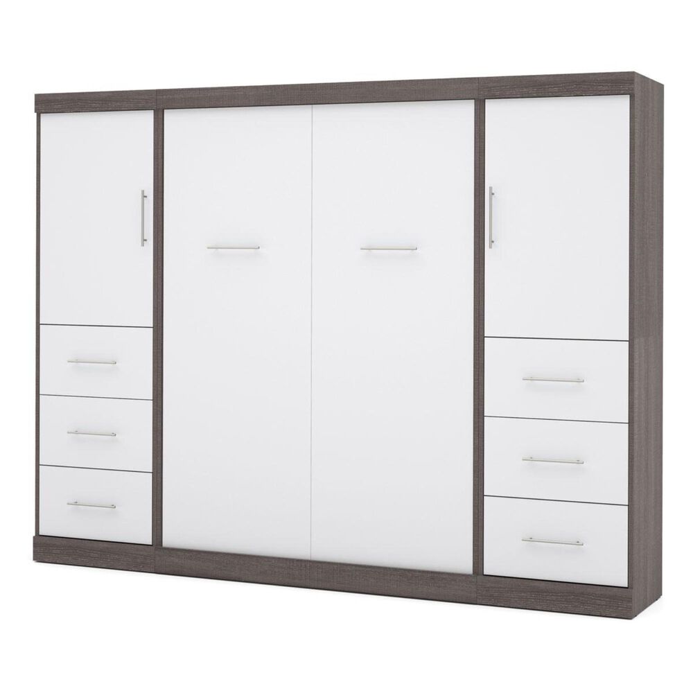 Bestar Nebula 109" Full Wall Bed Kit in Bark Grey/White, , large