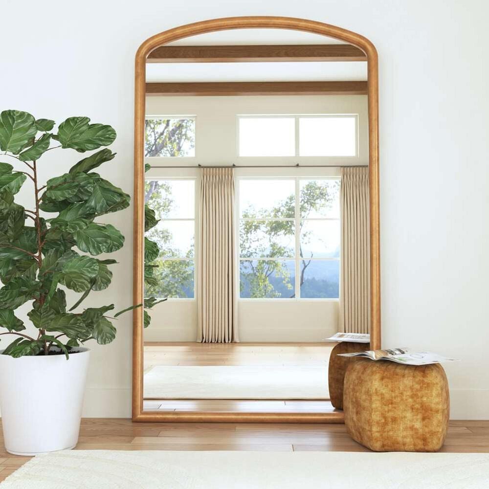 Bassett Mirror Company Brookings Arched Floor Mirror in Antique Gold Leaf, , large