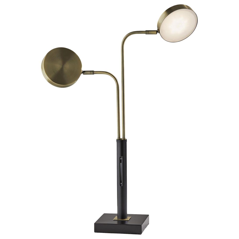 Adesso Rowan LED Smart Switch Desk Lamp in Antique Brass and Black, , large