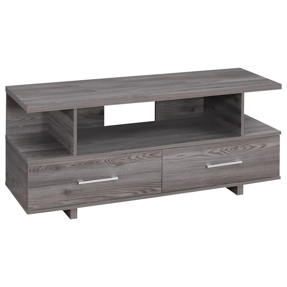 Monarch Specialties 48" TV Stand with 2 Storage Drawers in Grey, , large