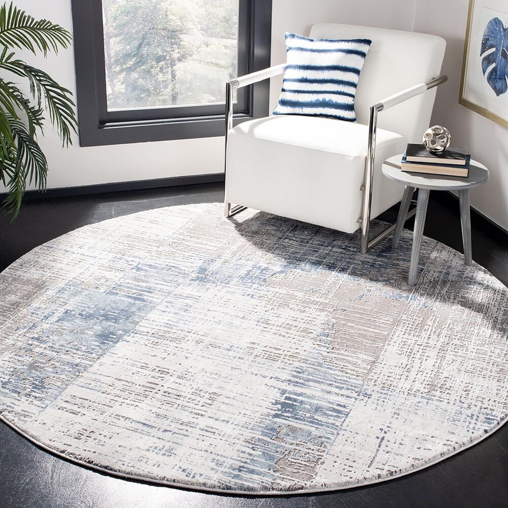 Safavieh Craft CFT874F 6&#39;7&quot; Round Grey and Blue Area Rug, , large