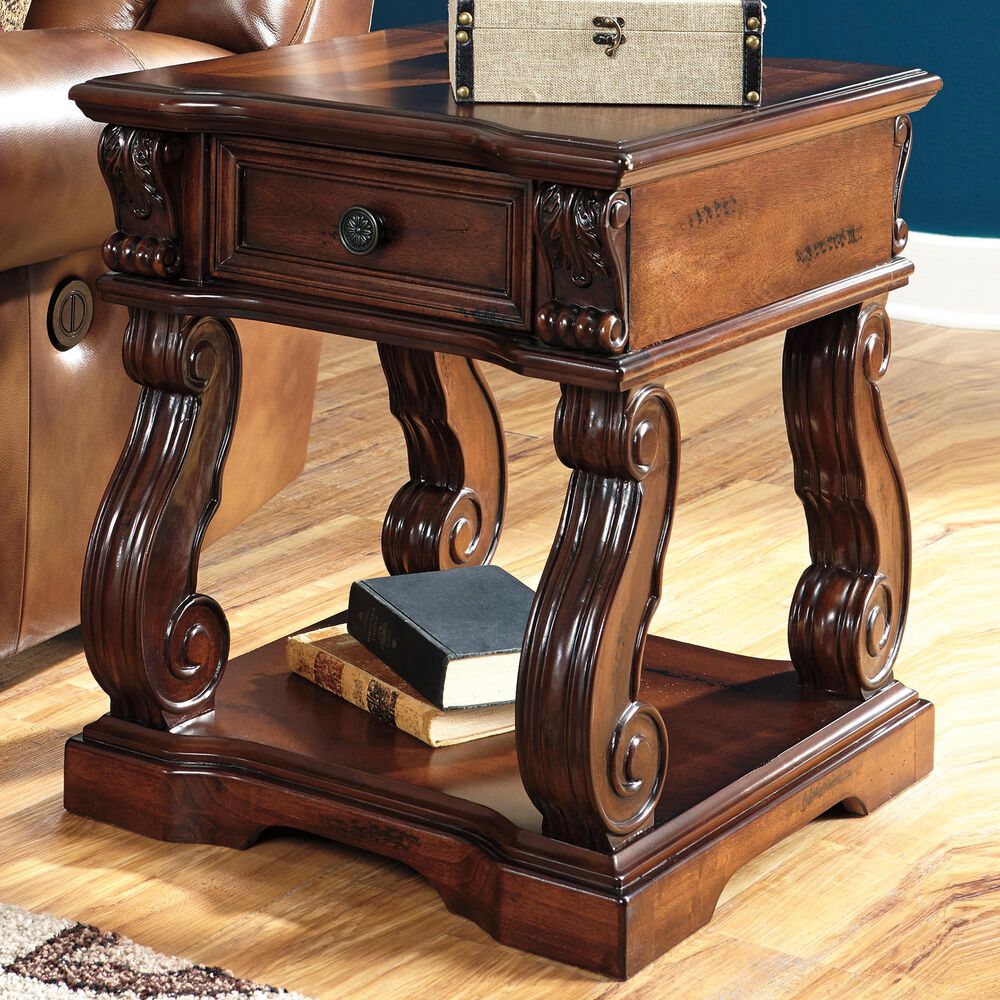 Signature Design by Ashley Alymere Square End Table in Rustic Brown, , large