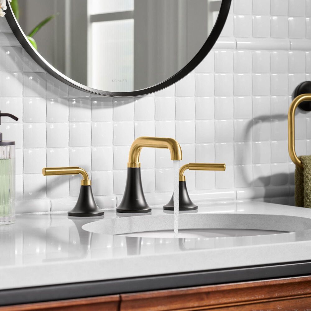 Kohler Tone Widespread Bathroom Sinks in Matte Black and Brushed Moderne Brass, , large