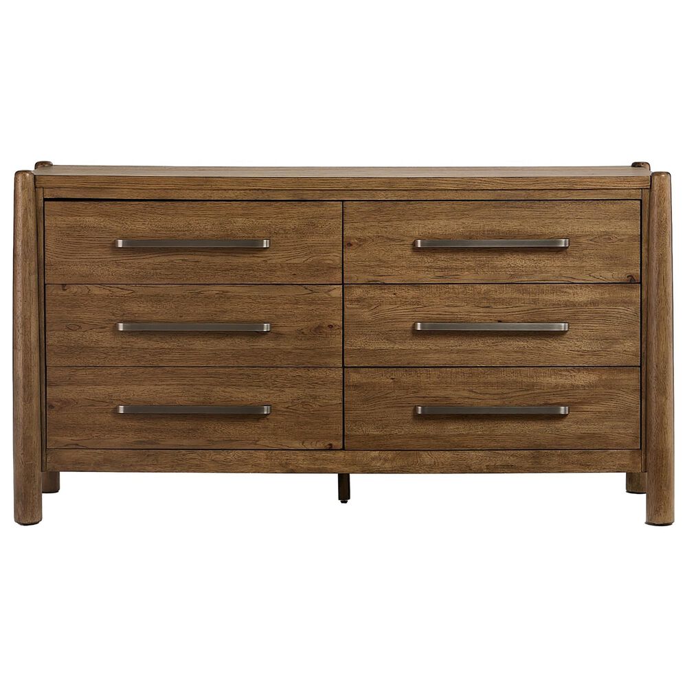 Riverside Furniture Henderson Rustic 6 Drawer Dresser and Mirror in Toasted Pecan, , large