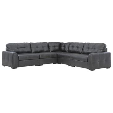 Ashley Brindley Pier 5-Piece Stationary Symmetrical Leather Sectional in Fog, , large