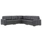 Ashley Brindley Pier 5-Piece Stationary Symmetrical Leather Sectional in Fog, , large