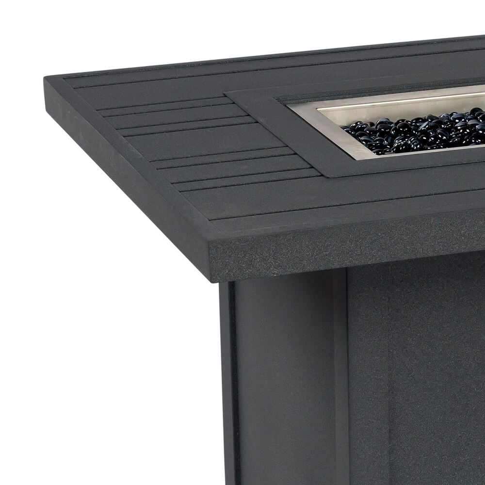 Woodard Scala 50" x 30" Rectangular Fire Table with Tri-Slat Top in Graphite, , large