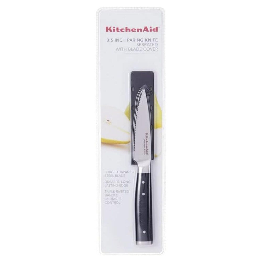KitchenAid Gourmet 3.5&quot; Serrated Paring Knife in Stainless Steel and Black, , large
