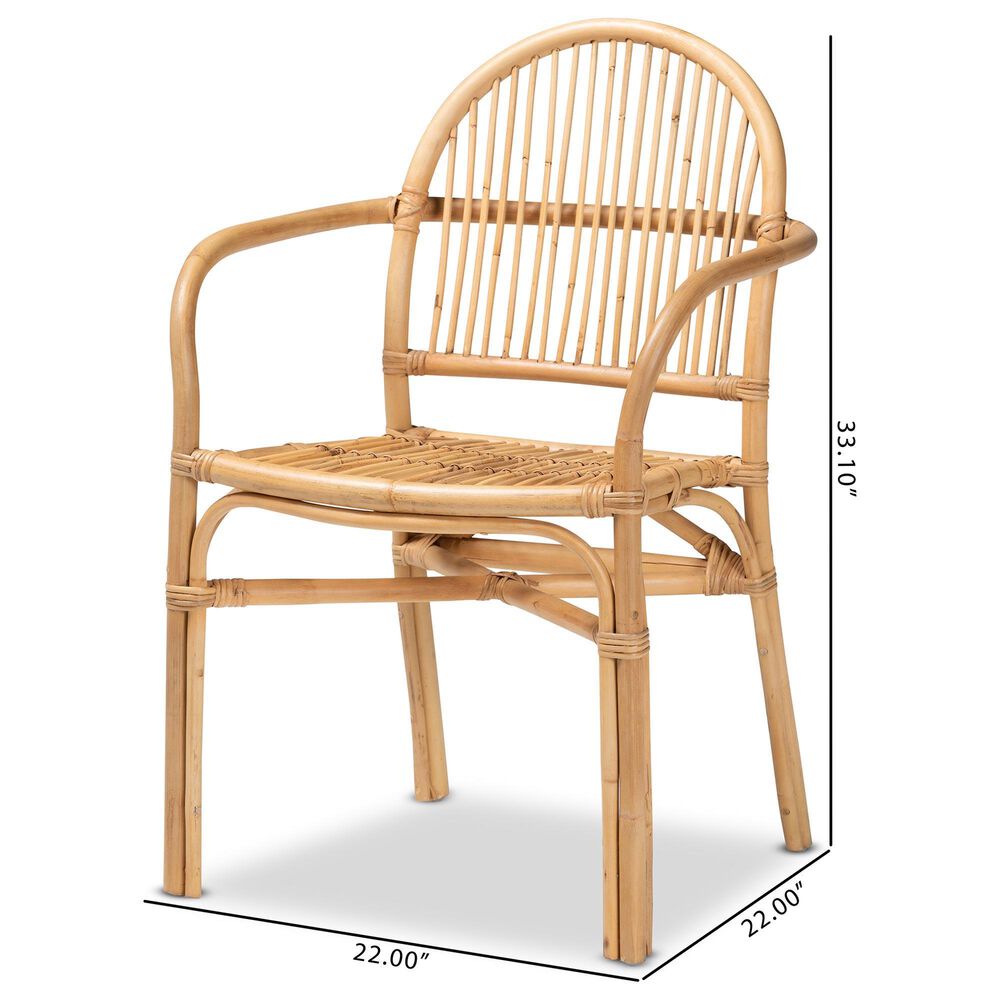 Baxton Studio Tugera Arm Chair in Natural Brown, , large