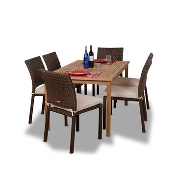 Amazonia Luxemburg 7-Piece Rectangular Patio Dining Set in Brown, , large