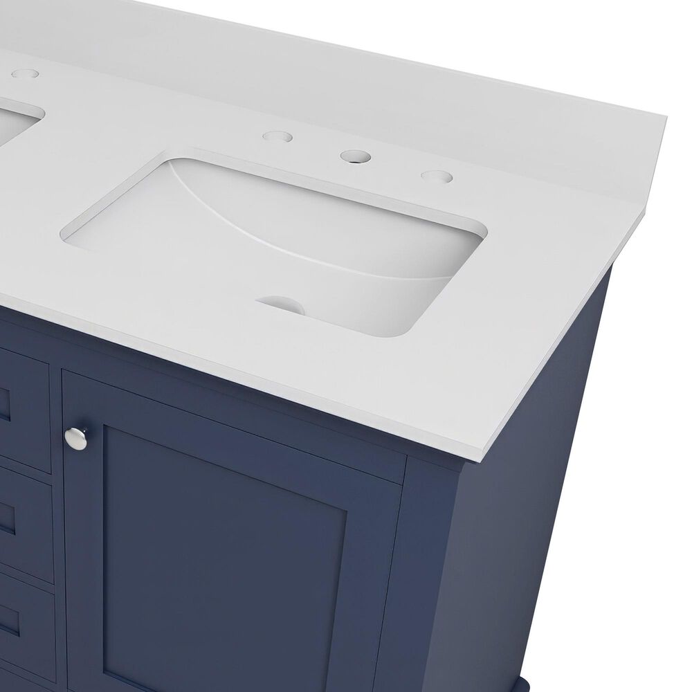 Lexora Home Dukes 48" Double Bathroom Vanity in Navy Blue with 2 cm White Cultured Marble Top and Rectangular Sinks, , large