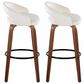 LumiSource Grotto Swivel Bar Stool with White Velvet Upholstery in Walnut Wood and Black (Set of 2), , large