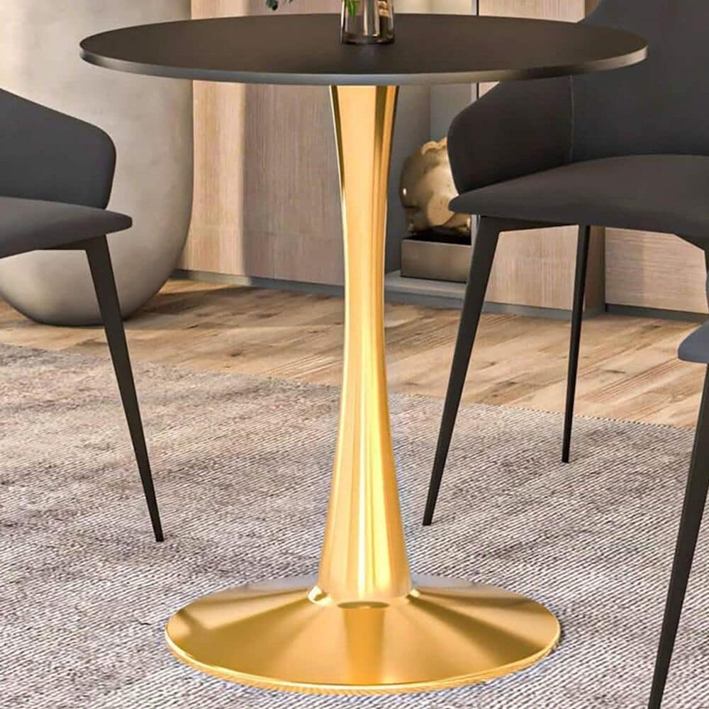 Leisuremod Bristol 24&quot; Round Dining Table with MDF Top in Gold and Black - Table Only, , large