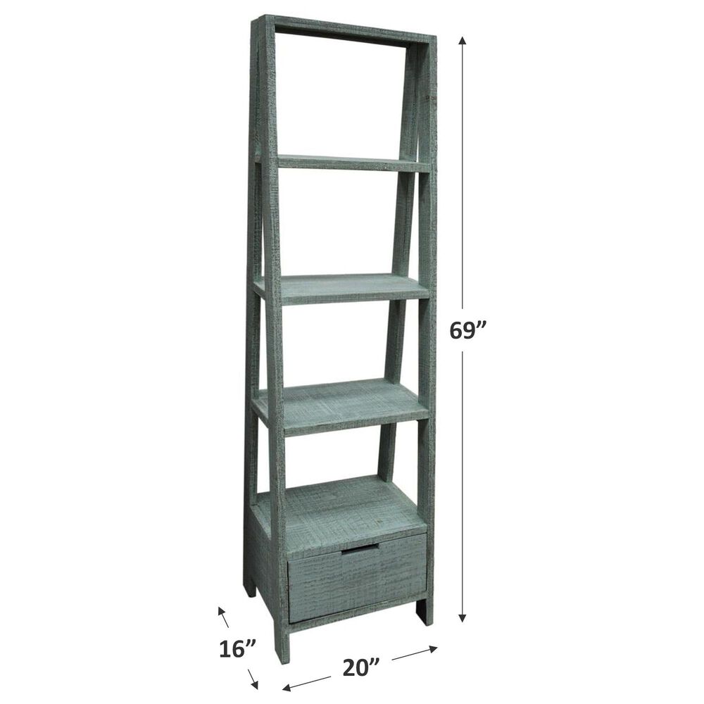 Santa Fe Rustic Vertical Ladder Bookcase in Vintage Turquoise, , large