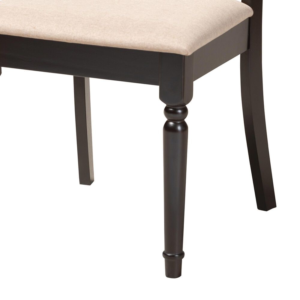 Baxton Studio Lucie Side Chair with Sand Cushion in Espresso Brown (Set of 4), , large