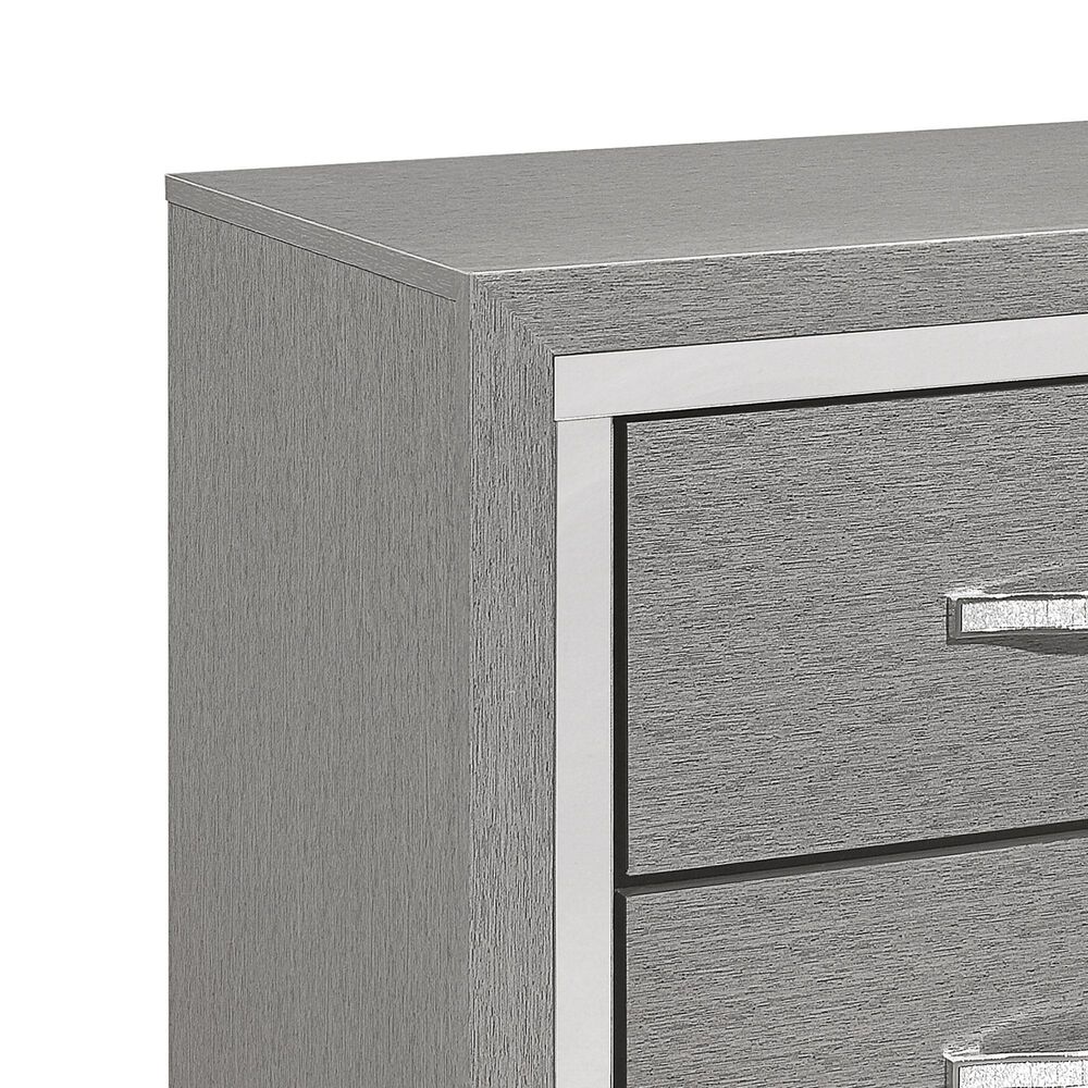 New Heritage Design Huxley King Upholstered Bed and Two Nightstands in Gray, , large