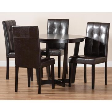 Baxton Studio Vida 5-Piece Dining Set in Dark Brown/Dark Brown, , large