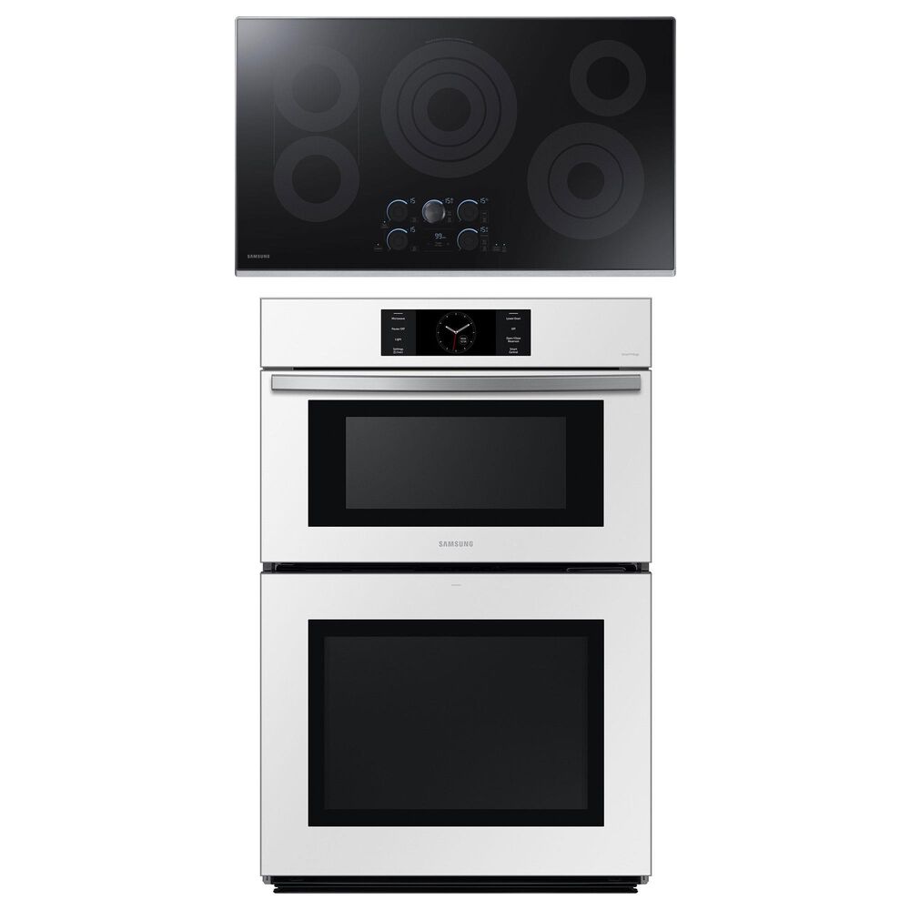 Samsung Bespoke 2-Piece Kitchen Package with White Bespoke 30" Combination Wall Oven and Stainless Steel 36" Electric Cooktop, , large