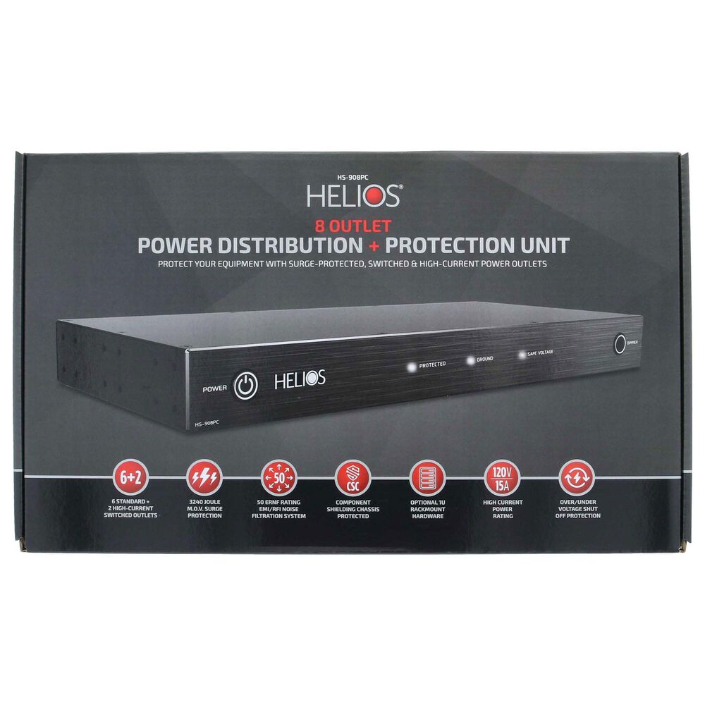 Helios 8-Outlet Rack Mountable Surge Protector in Black, , large