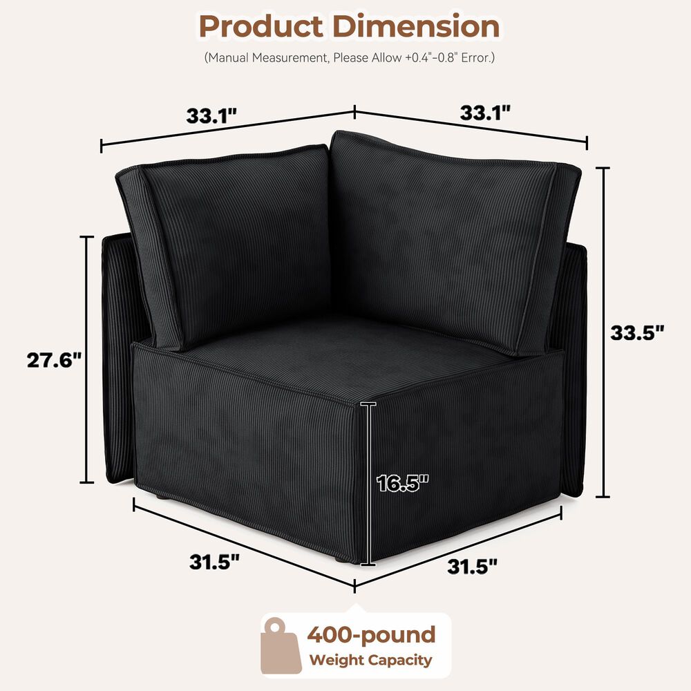 HOMLUX Corner Seat Module in Black, , large