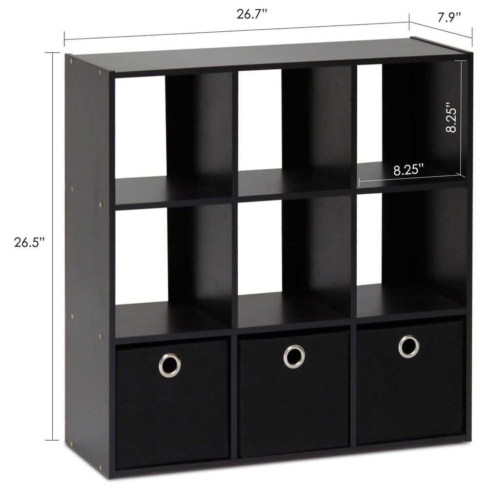 HOMLUX 9-Cube Standing Bookshelf with Bins in Espresso, , large