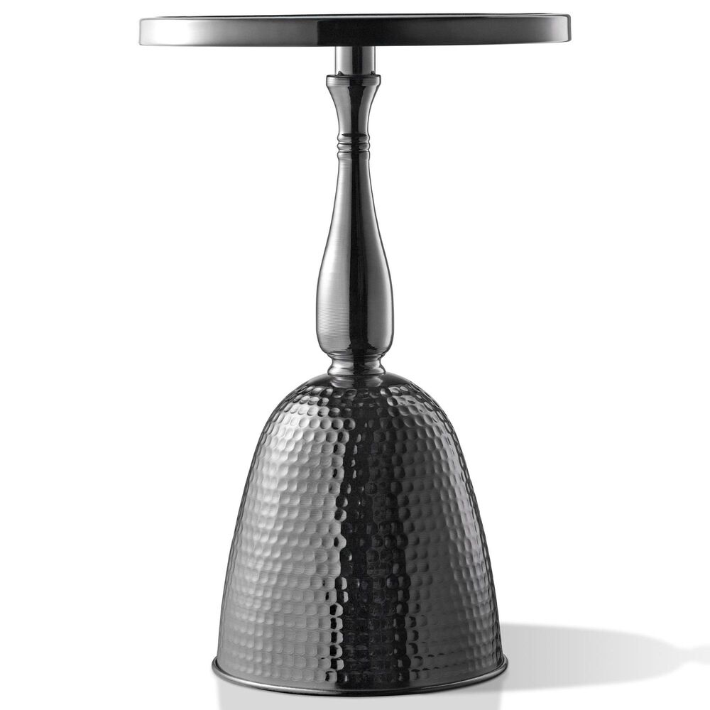 Furniture of America Gleam Round End Table in Black Nickel and Gray, , large