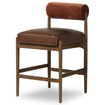Four Hands Jazelle Counter Stool with Altair Sienna Upholstery in Tan Oak, , large
