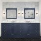 Lexora Home Dukes 84" Double Bathroom Vanity in Navy Blue with 2 cm White Carrara Marble Top and Rectangular Sinks, , large