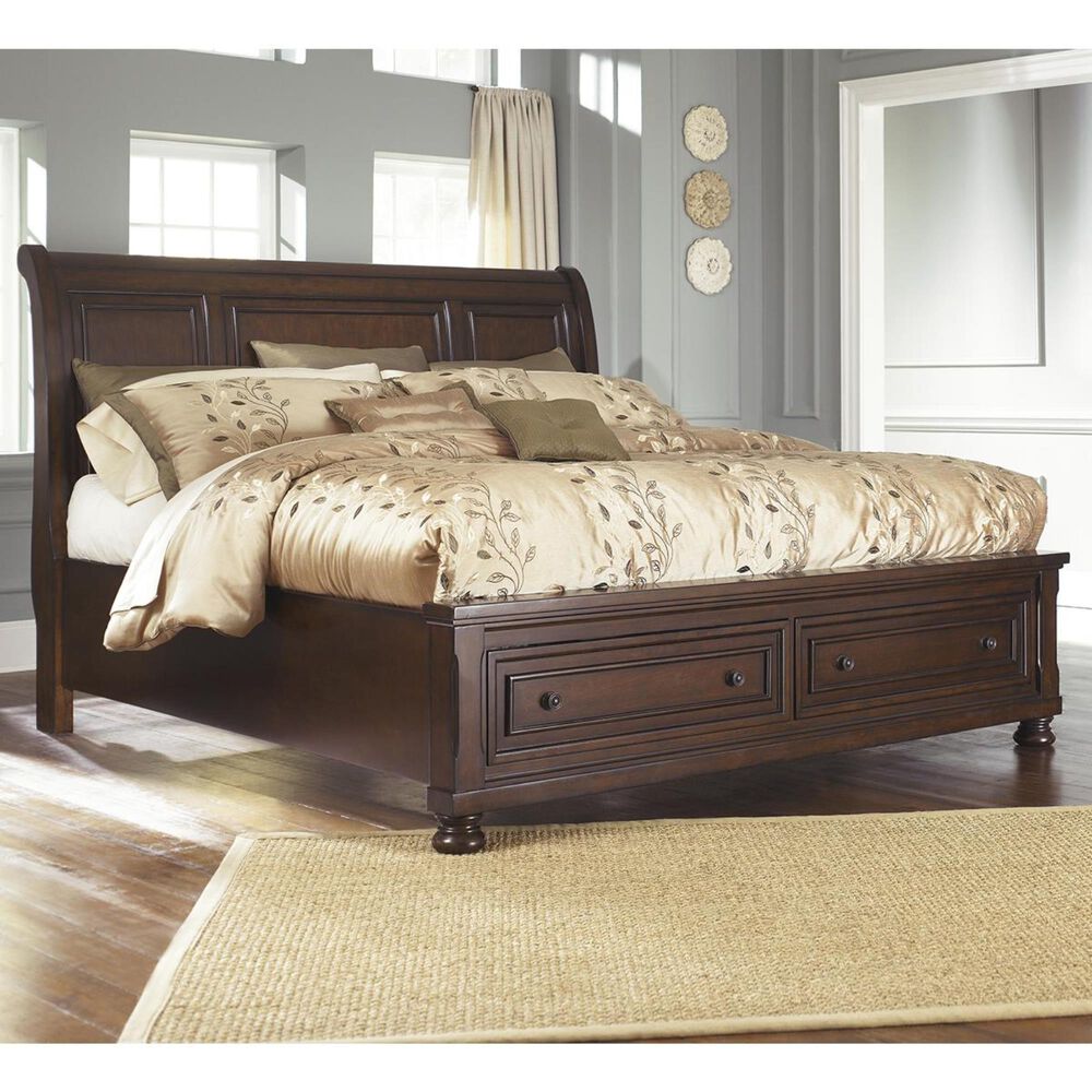 Millennium Porter Queen Sleigh Bed with Storage in Burnished Brown, , large