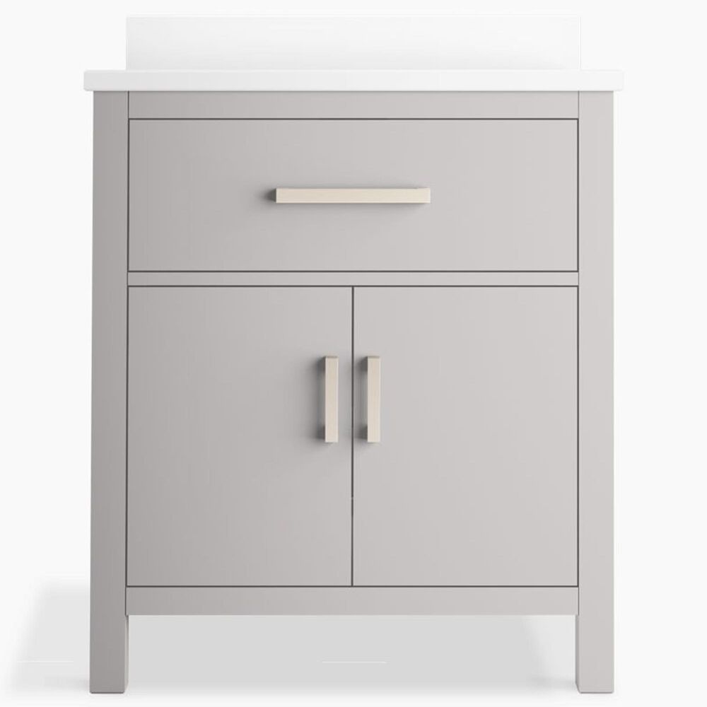 Kohler Kresla 30" Single Bathroom Vanity in Atmos Grey with 3 cm White Quartz Top and Rectangular Sink, , large