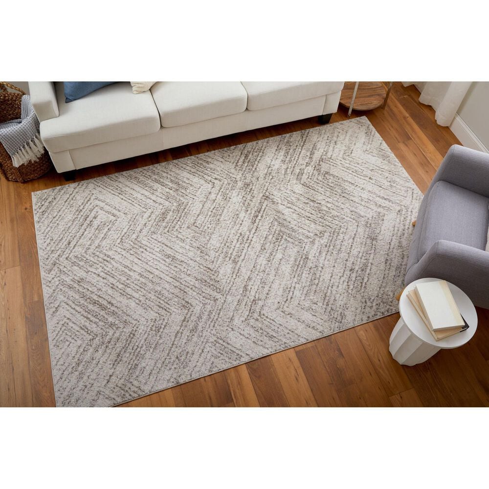 Feizy Vancouver 39NPF 5&#39; x 8&#39; Beige and Brown Area Rug, , large