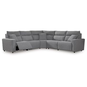 Ashley Modmax 5-Piece Power Reclining Curved Sectional in Salt and Pepper with USB Ports, , large
