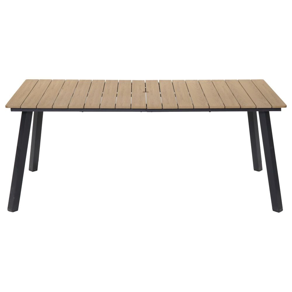 Hearth and Haven 7-Piece Outdoor Rectangular Dining Set with Beige Cushion in Black, , large