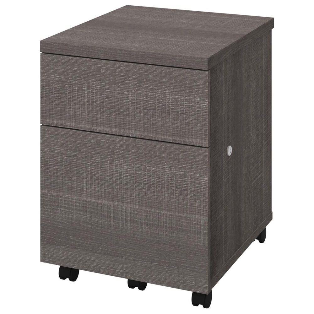 Bestar 1U1F Mobile Pedestal In Bark Gray, , large