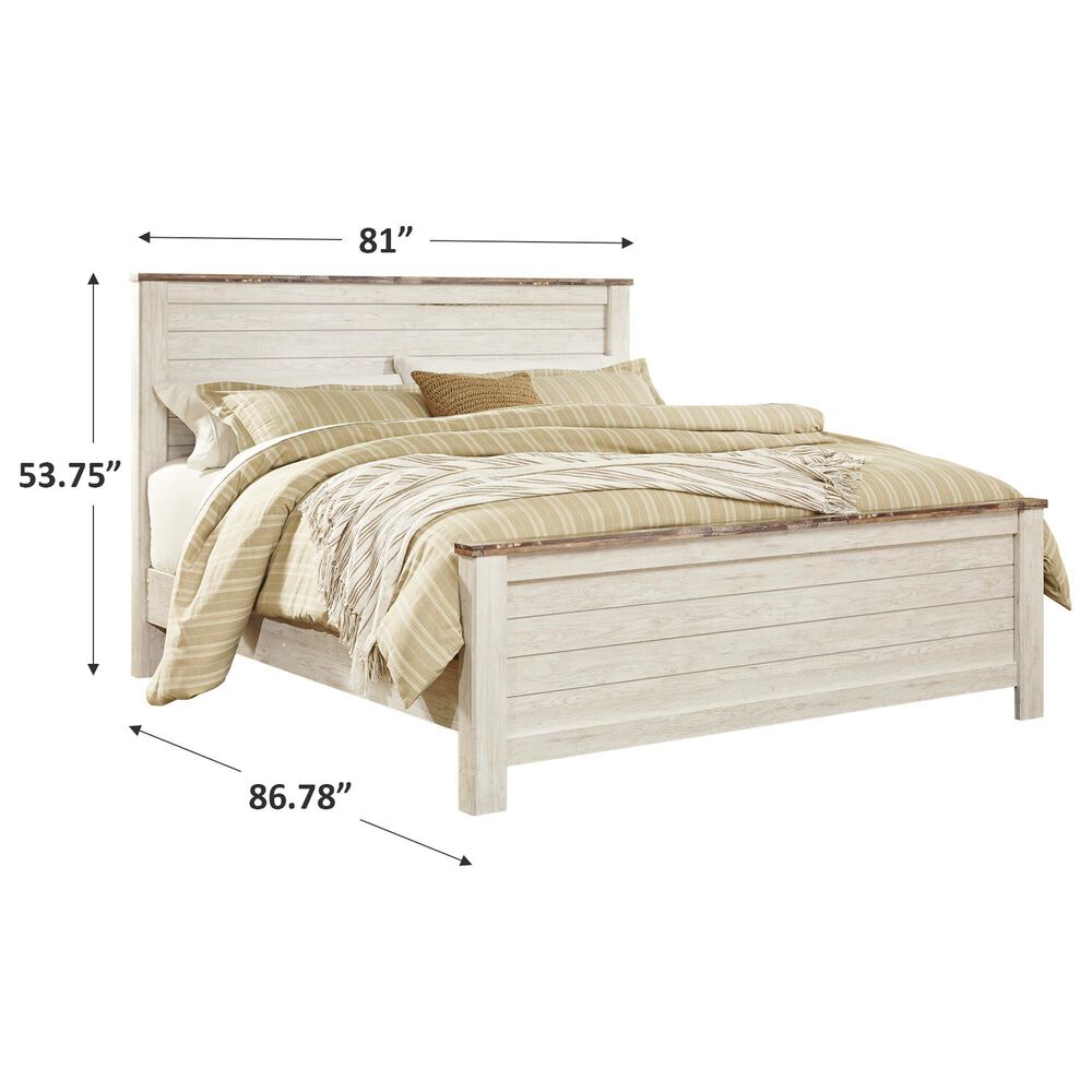 Ashley Willowton King Panel Bed in Whitewash, , large