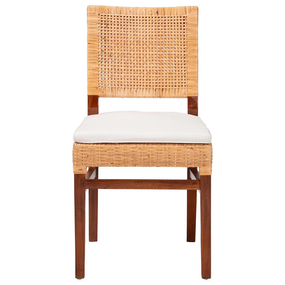 Baxton Studio Lesia Side Chair with Cushion in Light Honey and Walnut Brown, , large
