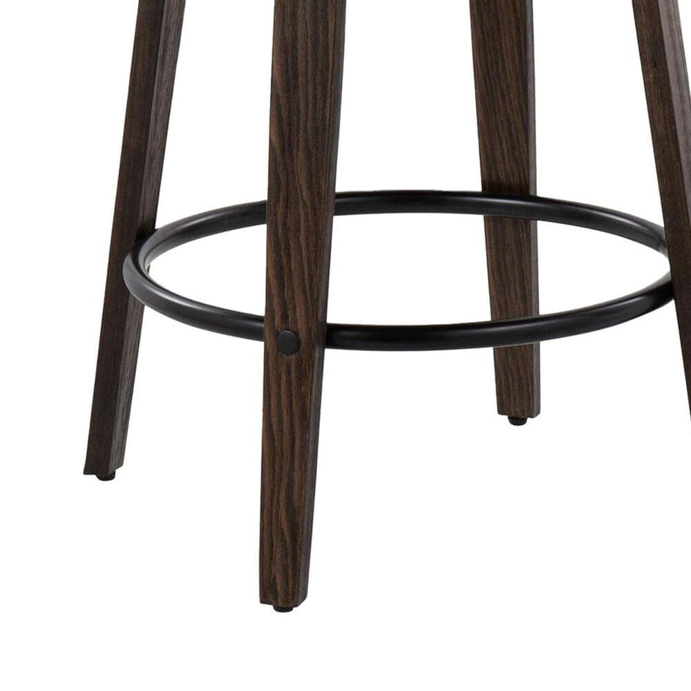 LumiSource Mustang 26" Swivel Counter Stool with Green Fabric Upholstery in Glazed Walnut and Black (Set of 2), , large