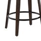 LumiSource Mustang 26" Swivel Counter Stool with Green Fabric Upholstery in Glazed Walnut and Black (Set of 2), , large
