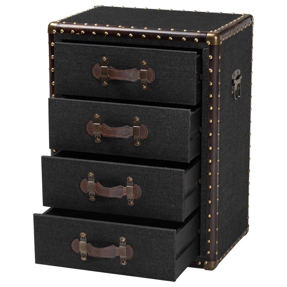 Baxton Studio Jaelyn 4-Drawer End Table in Black, , large